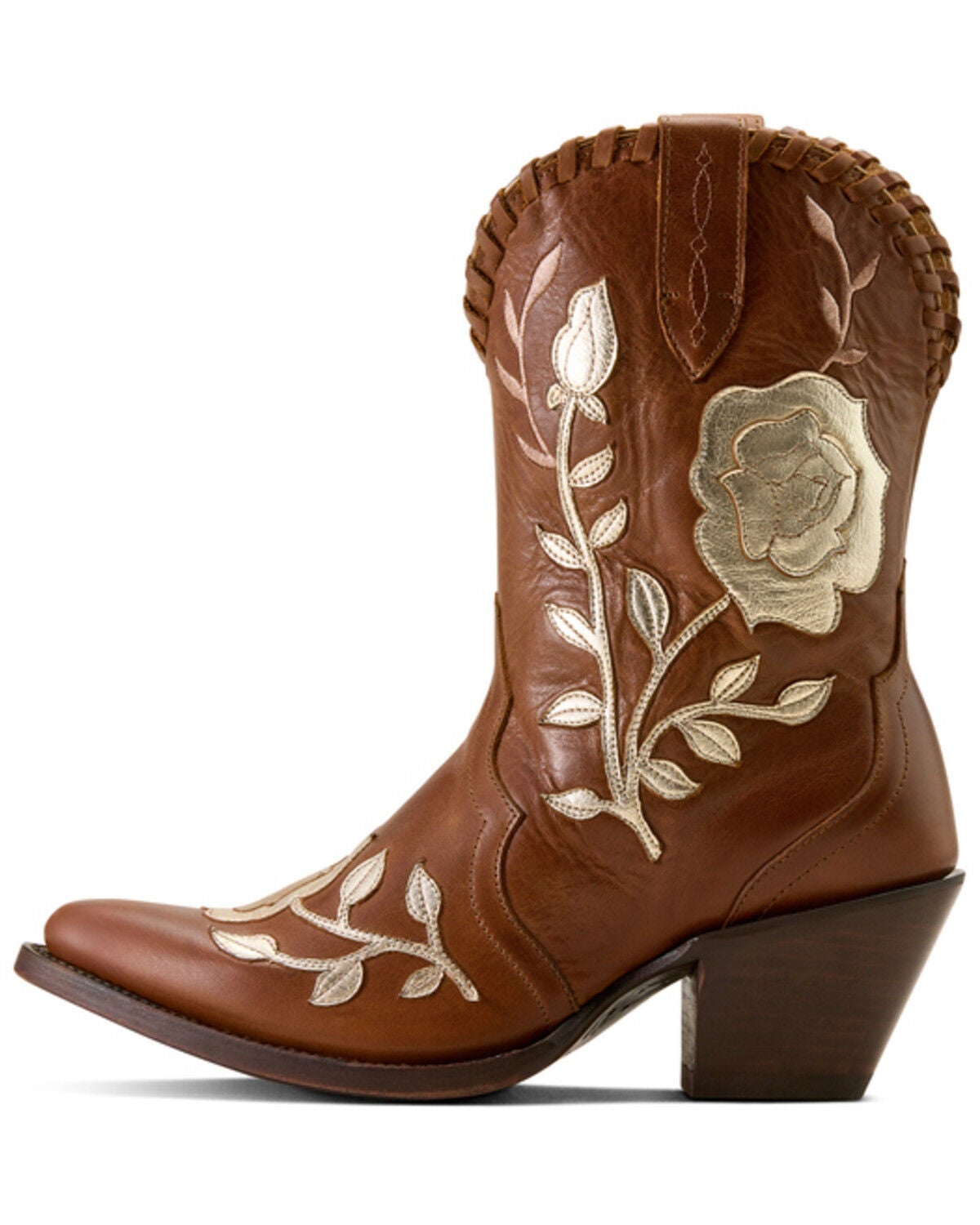 Image #2 - Ariat Women's Arrosa Floral Short Western Boots - Round Toe, Tan, hi-res