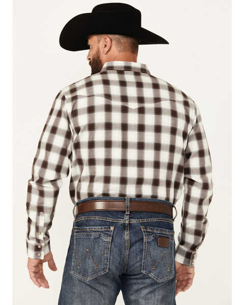 Image #4 - Blue Ranchwear Men's Eastland Checkered Long Sleeve Snap Western Shirt, Dark Brown, hi-res