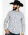 Image #1 - Rock & Roll Denim Men's Crinkle Washed Print Long Sleeve Western Shirt, White, hi-res
