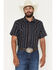 Image #1 - Cody James Men's Highland Rim Striped Print Short Sleeve Snap Western Shirt - Big, Navy, hi-res