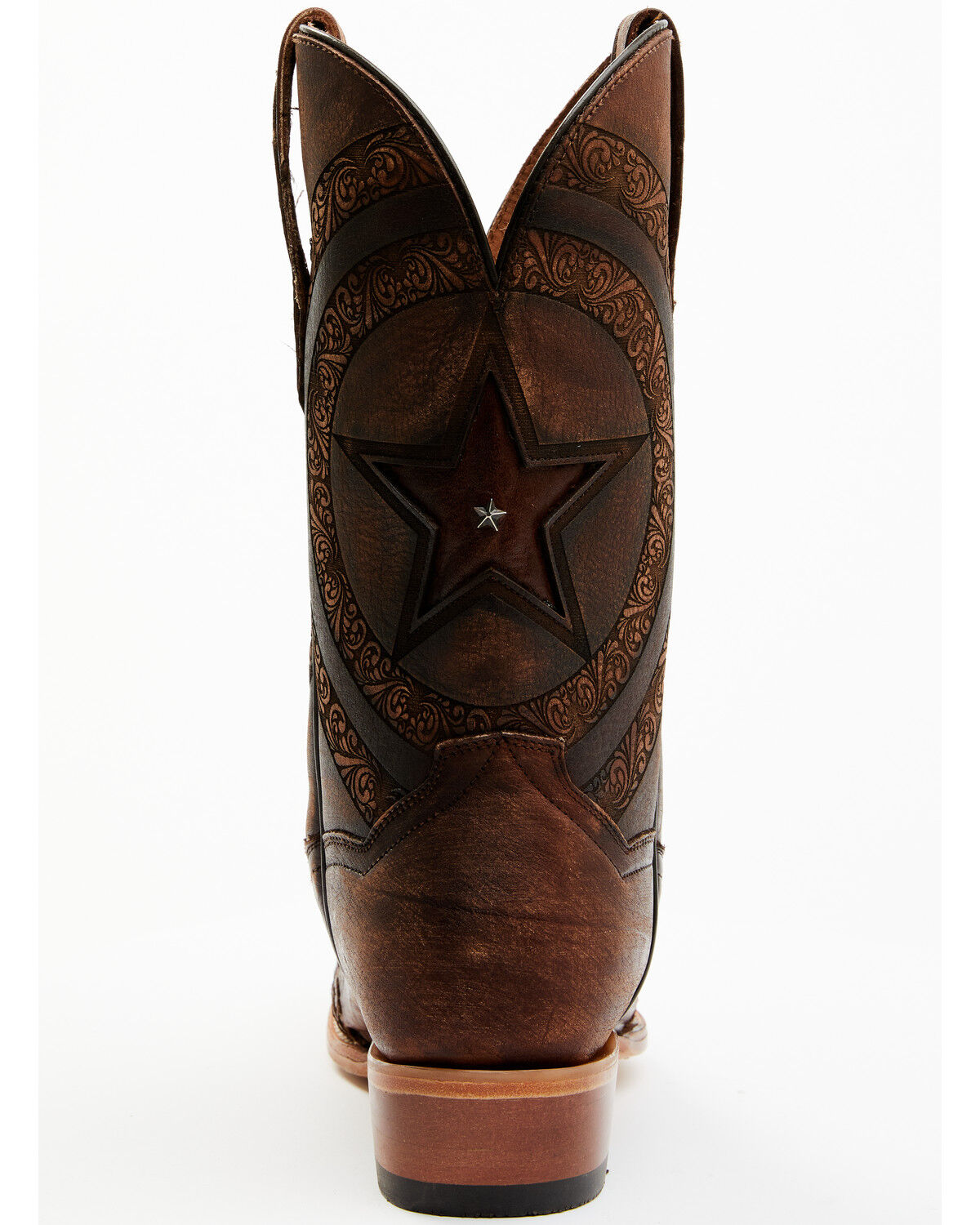 Image #5 - Dan Post Men's Embossed Star & Studded Basketweave Western Leather Boots - Snip Toe, Brown, hi-res