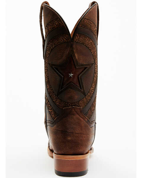 Image #5 - Dan Post Men's Embossed Star & Studded Basketweave Western Leather Boots - Snip Toe, Brown, hi-res
