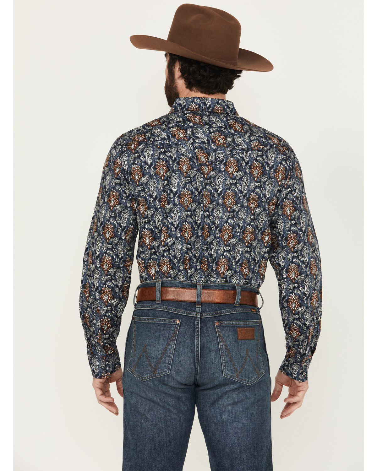 Image #4 - Cody James Men's Rodeo Ritz Paisley Print Long Sleeve Snap Western Shirt, Navy, hi-res