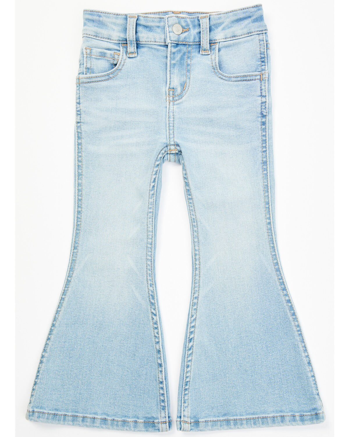 Image #1 - Shyanne Toddler Girls' Floral Embroidered Light Wash Flare Stretch Denim Jeans, Light Wash, hi-res