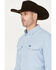 Image #2 - Wrangler Men's Solid Long Sleeve Snap Performance Western Shirt, Blue, hi-res
