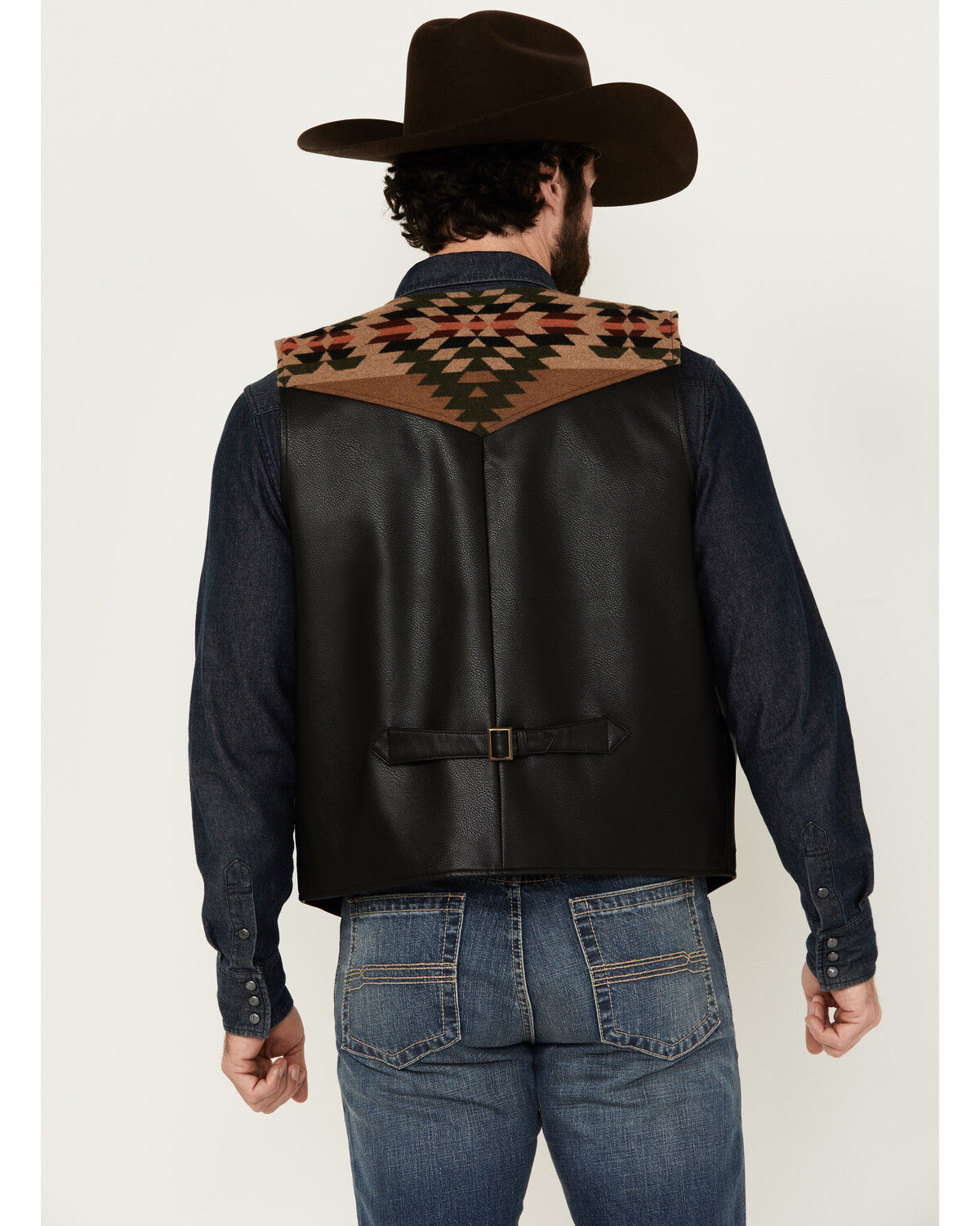 Image #4 - Moonshine Spirit Men's Alamo Southwestern Print Snap Vest, Black, hi-res