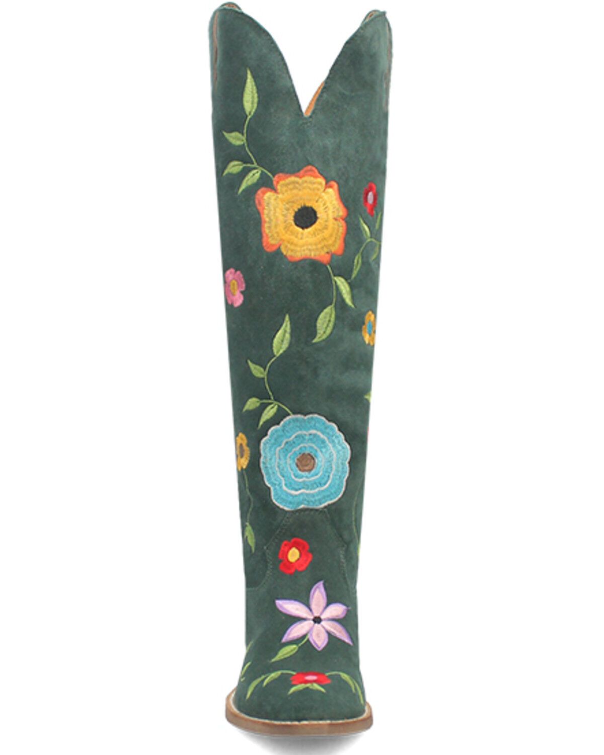 Image #4 - Dingo Women's Flower Power Suede Tall Western Boots - Snip Toe, Green, hi-res