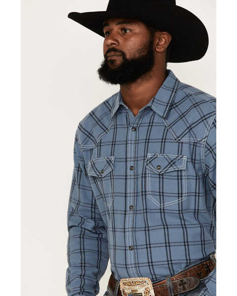 Image #2 - Blue Ranchwear Men's Plaid Snap Western Flannel Workshirt , Blue, hi-res