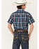 Image #3 - Cinch Boys' Plaid Print Short Sleeve Button-Down Shirt, Navy, hi-res