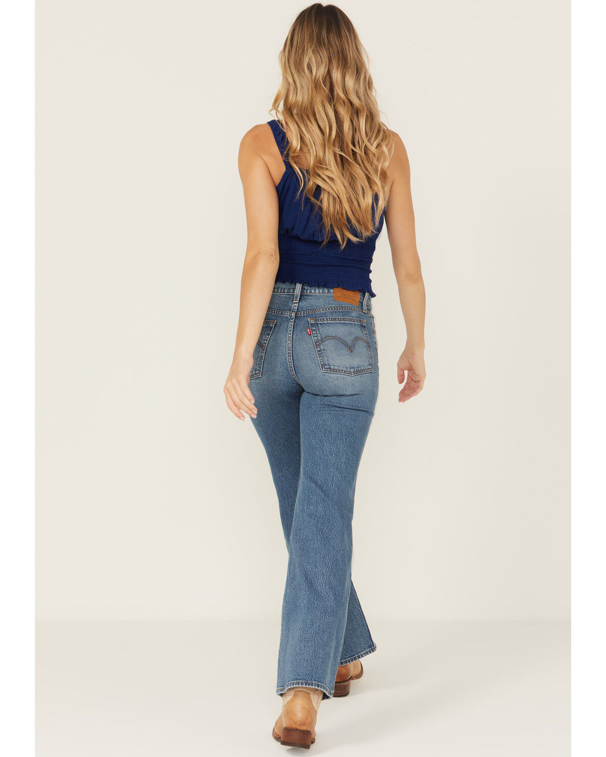 Image #3 - Levi's Women's Dark Wash Wedgie Bootcut Paint Destructed Stretch Denim Jeans, Dark Wash, hi-res