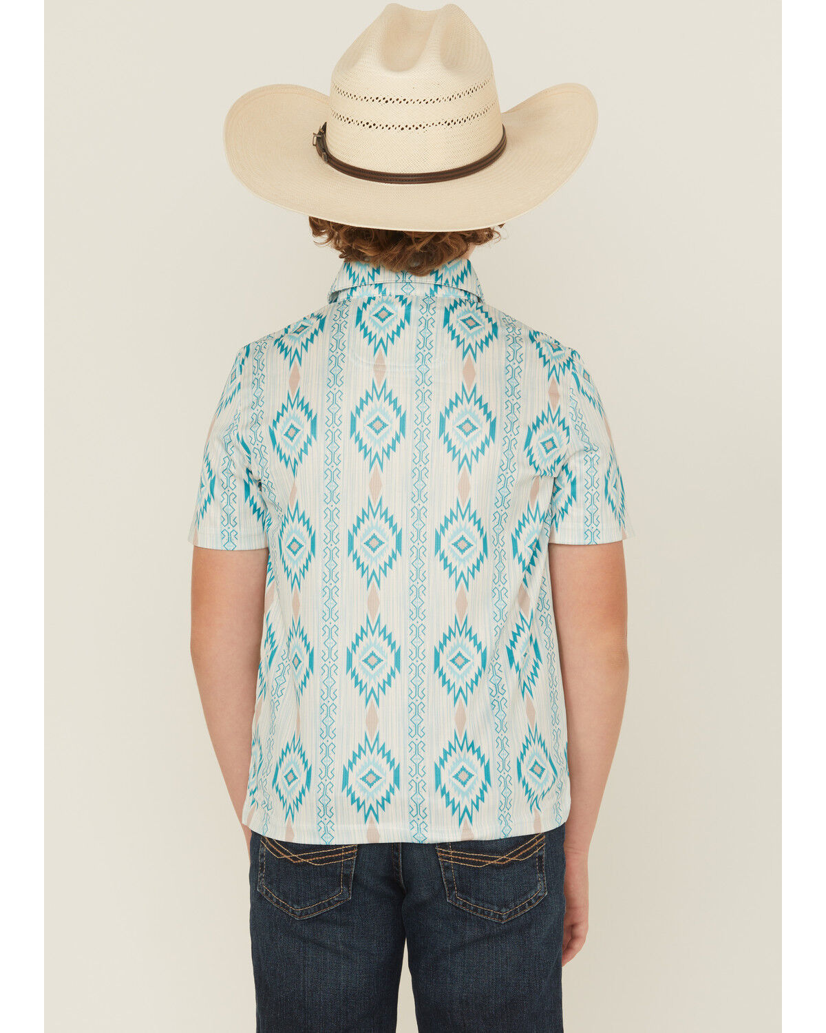 Image #4 - Rock & Roll Denim Boys' Southwestern Print Button-Down Polo Shirt, Navy, hi-res
