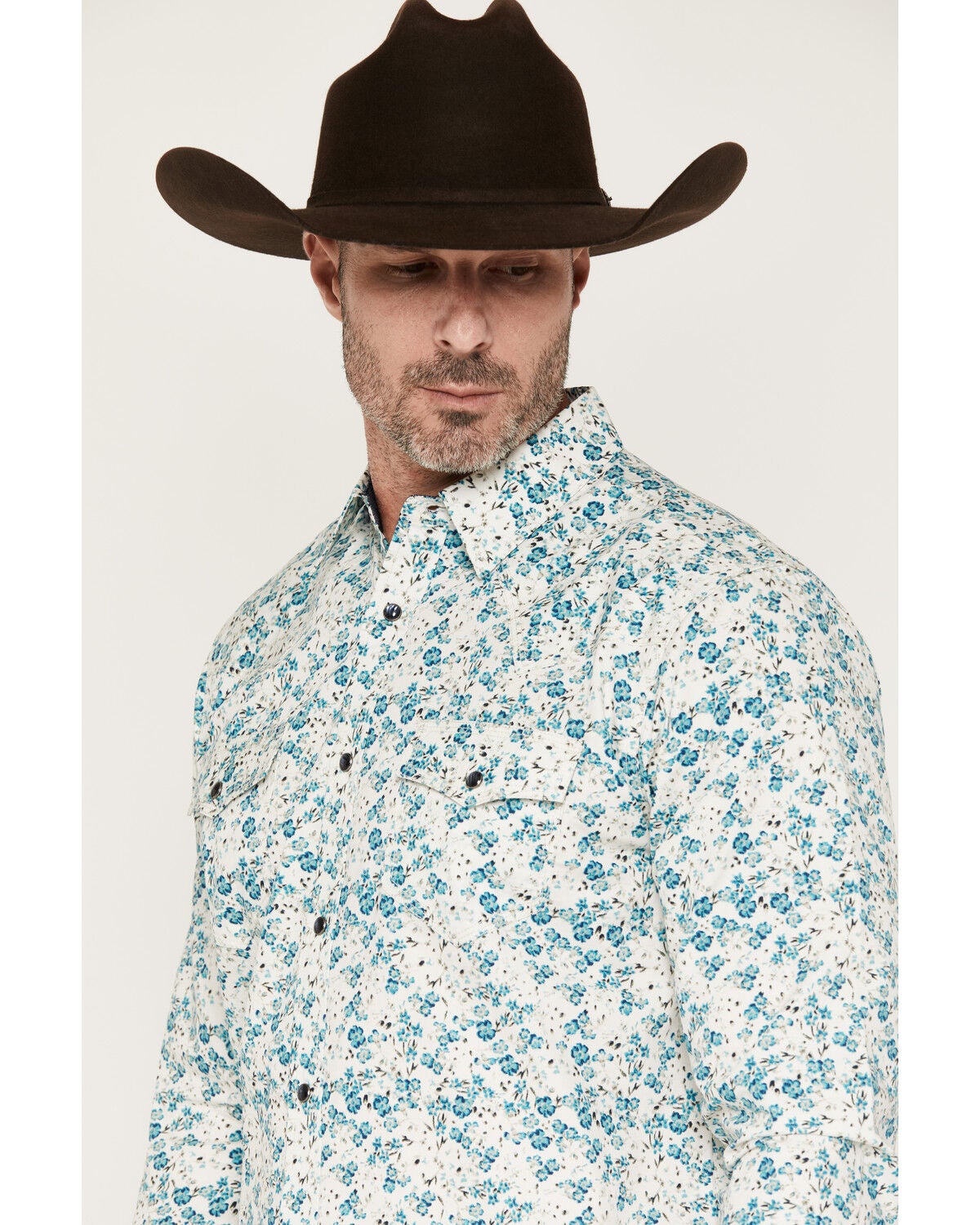 Image #2 - Moonshine Spirit&reg; Men's Wildflower Floral Print Long Sleeve Snap Western Shirt, White, hi-res