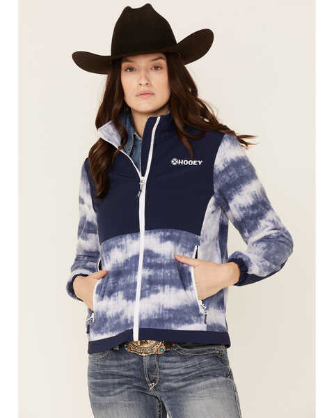 Image #1 - Hooey Women's Solid Print Color Block Zip-Front Tech Jacket , Navy, hi-res