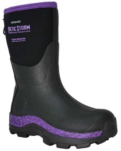 Dryshod Women's Purple Arctic Storm Mid Winter Rubber Boots - Soft Toe, Black, hi-res