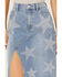 Image #2 - Vibrant Denim Women's Rhinestone Star Medium Wash Mid Length Denim Skirt, , hi-res