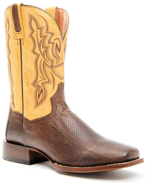 Dan Post Men's Exotic Snake Western Boots - Wide Square Toe, Brown, hi-res