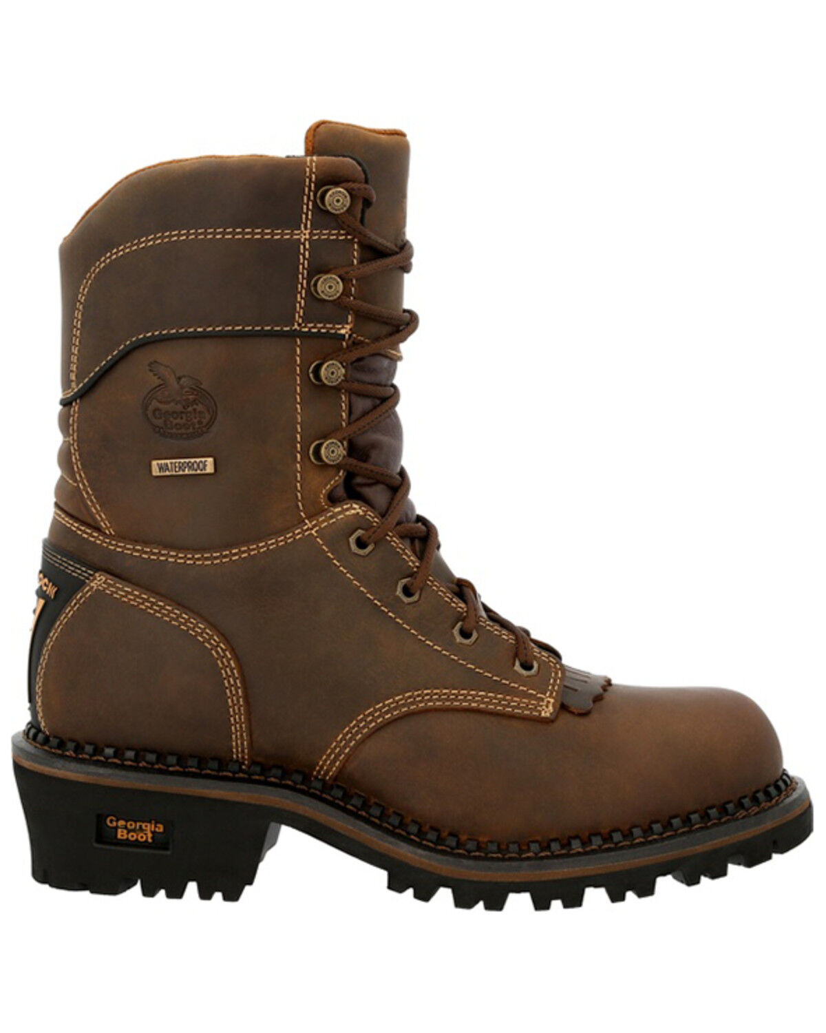 Image #2 - Georgia Boot Men's 9" AMP LT Logger Insulated Waterproof Work Boots - Composite Toe, Brown, hi-res