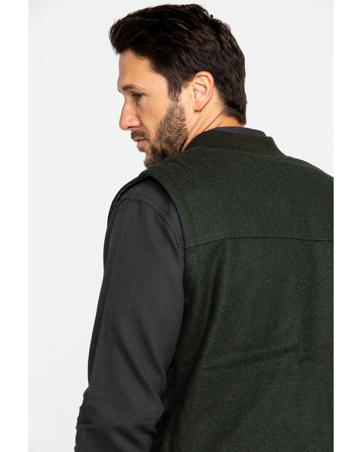 Image #5 - Cody James Men's Grover Wool Blend Leather Pocket Vest, Olive, hi-res
