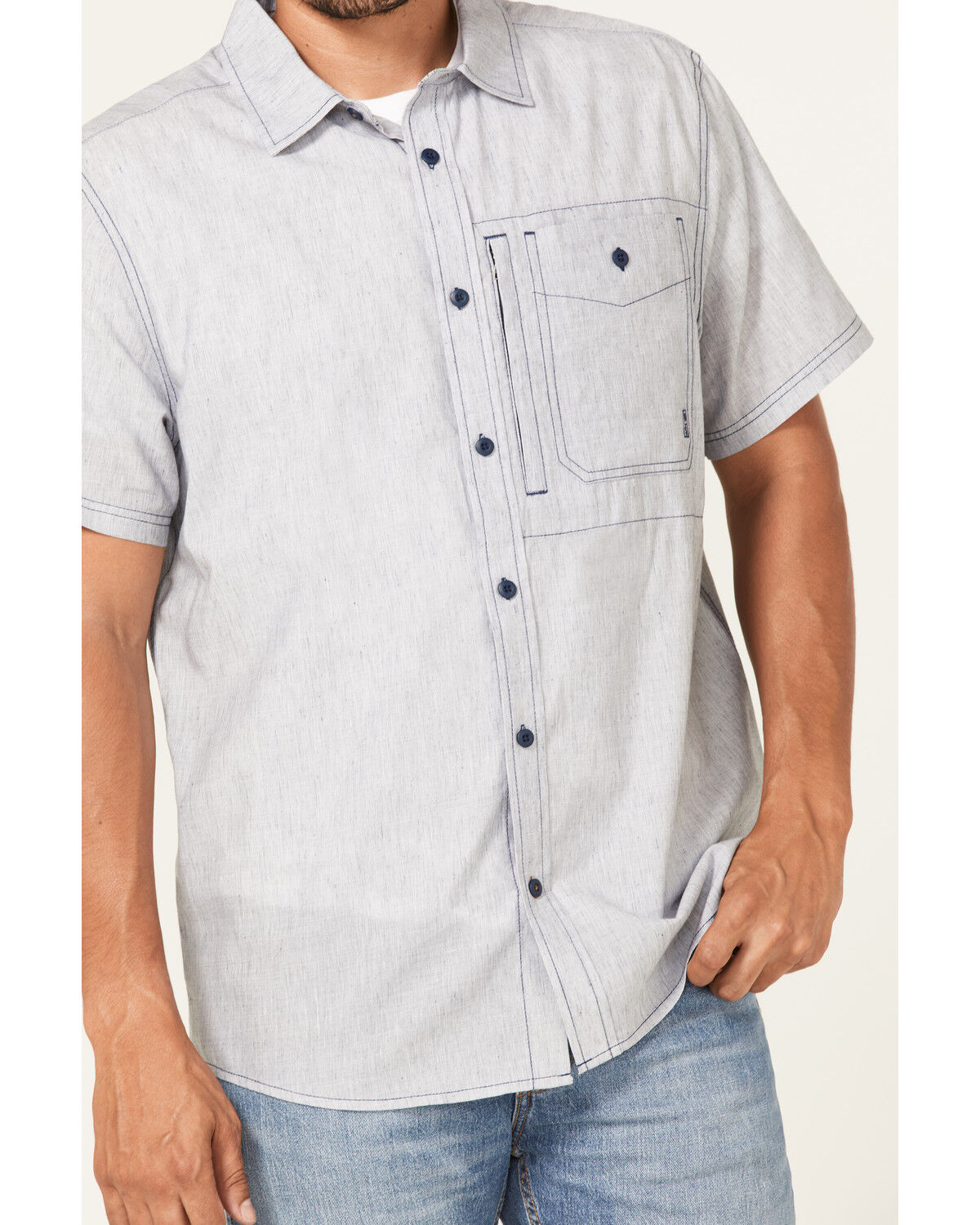Image #3 - Brothers and Sons Men's Performance Short Sleeve Button Down Western Shirt, Navy, hi-res