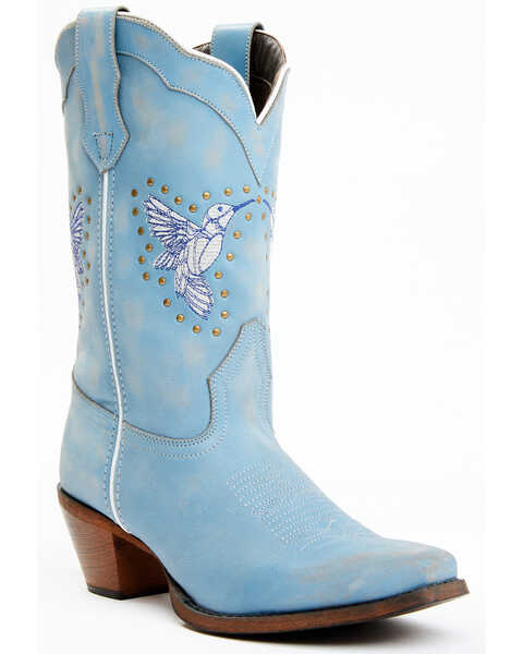 Image #1 - Laredo Women's Joy 11" Hummingbird Embroidered Western Boot - Square Toe, Blue, hi-res