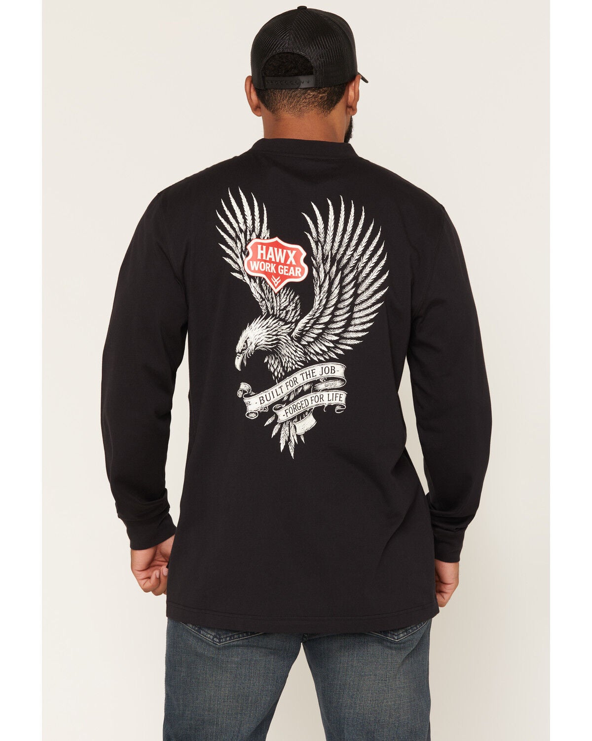 Hawx Men's Built For The Job Long Sleeve Graphic Work T-Shirt, Black, hi-res