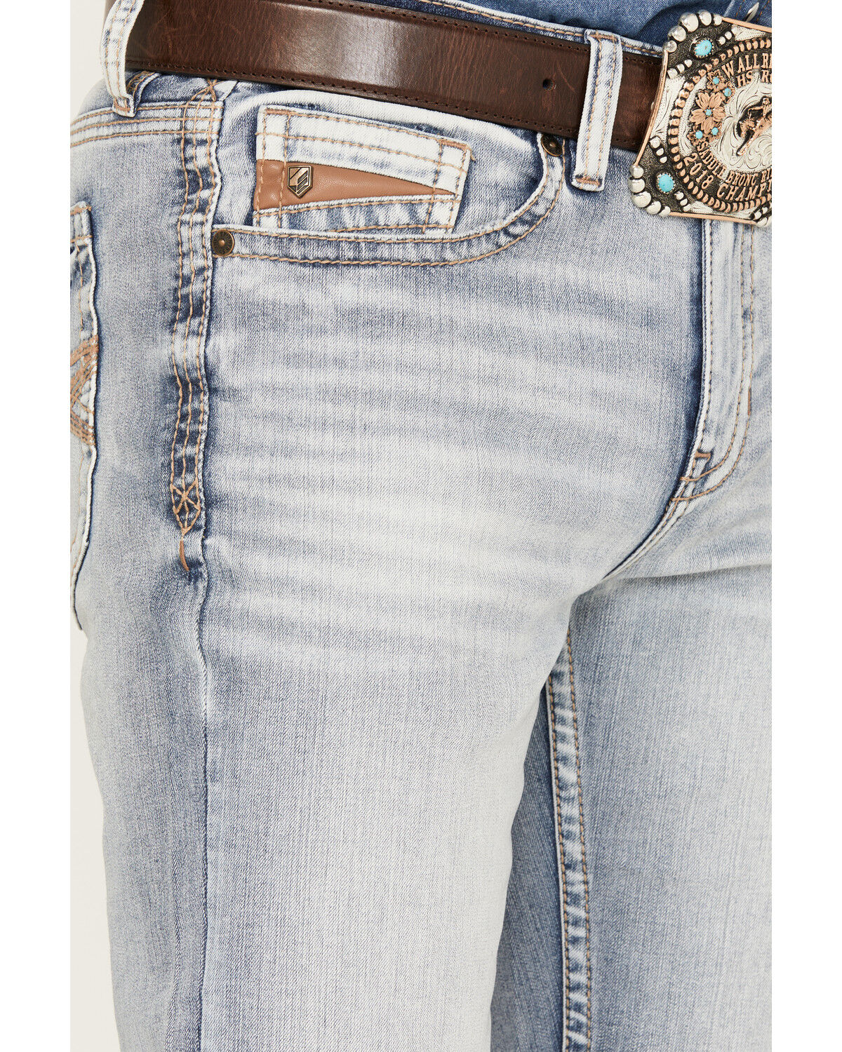 Image #2 - RANK 45® Men's Ringo Light Wash Stackable Straight Performance Stretch Denim Jeans, Blue, hi-res