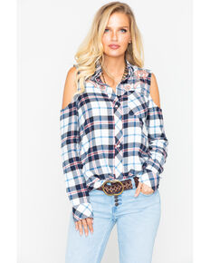 Idyllwind Women's Cowgirl Diaries Flannel Top, Ivory, hi-res