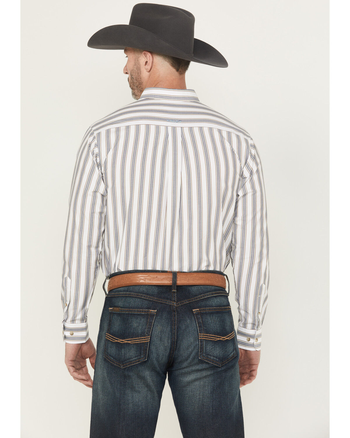 Image #4 - Ariat Men's Cohen Pro Series Striped Print Long Sleeve Button-Down Stretch Western Shirt - Big, White, hi-res