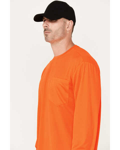 Image #3 - Hawx Men's High-Visibility Long Sleeve Work Shirt, Orange, hi-res