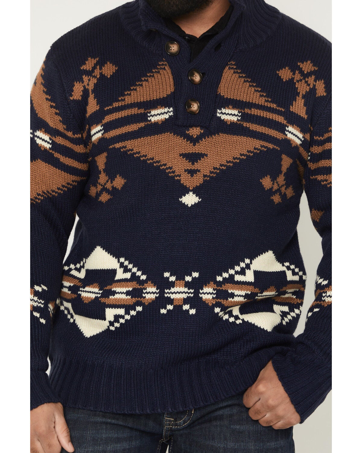 Image #3 - Cotton & Rye Men's Southwestern Print Pullover Sweater, Navy, hi-res