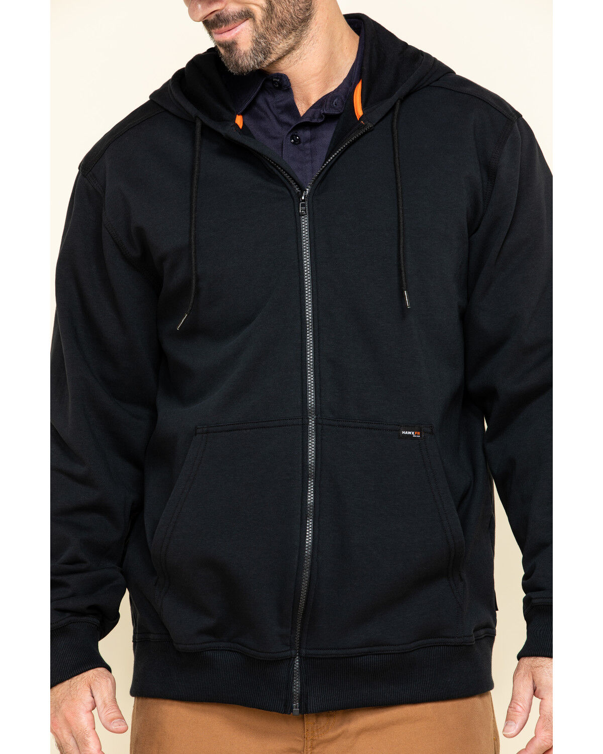 Image #4 - Hawx Men's FR Zip Up Fleece Work Hoodie - Tall, Black, hi-res