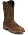 Image #1 - Justin Men's 11" Nitread Pull-On Waterproof Work Boots -Nano Composite Toe, Taupe, hi-res