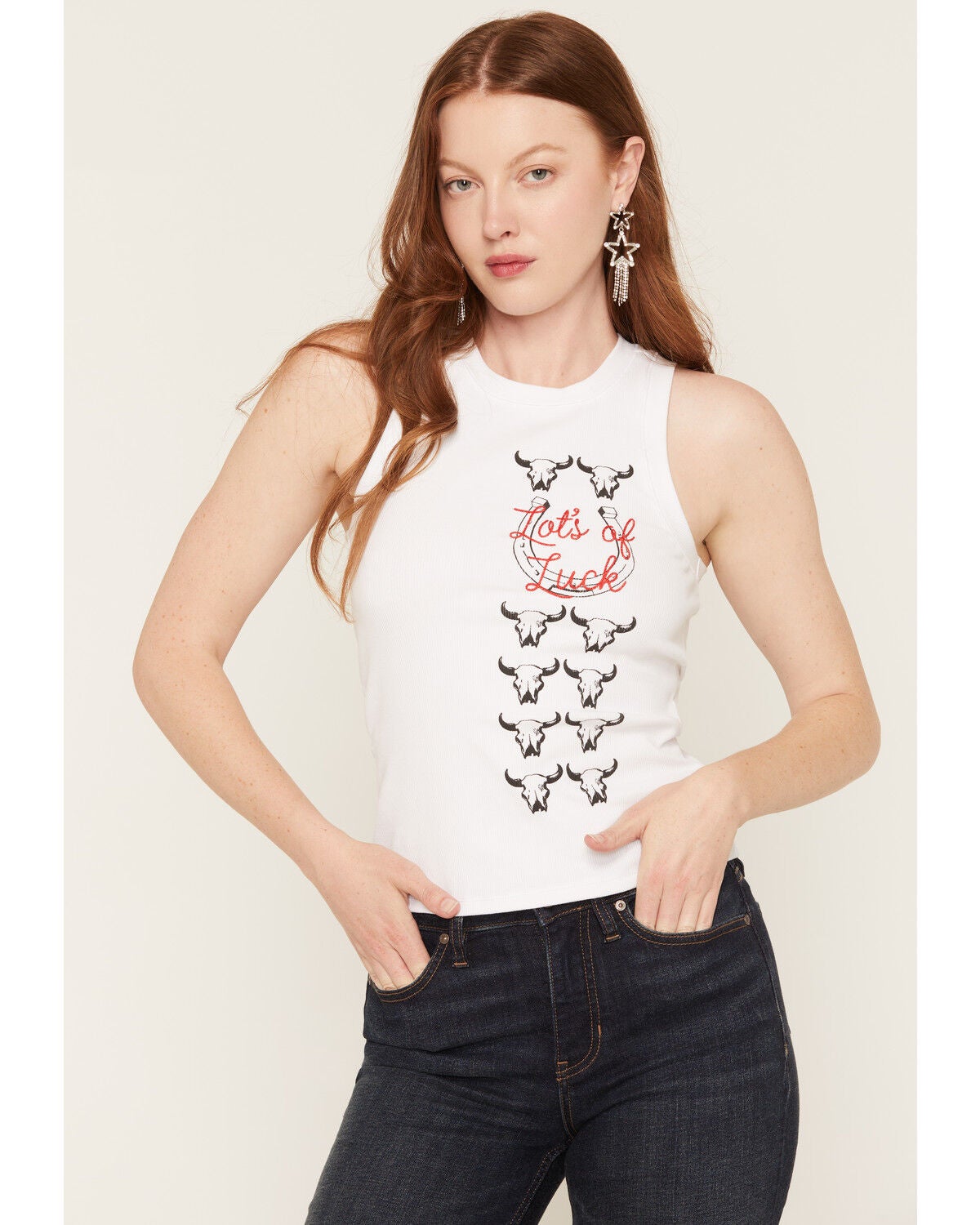 White Crow Women's Luck Bull Graphic Tank, White, hi-res