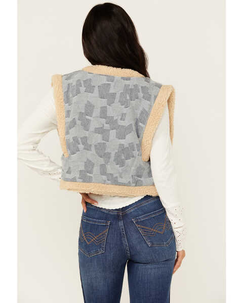 Image #4 - Miss Me Women's Geo Print Fleece Lined Vest, Light Blue, hi-res
