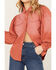 Image #2 - Panhandle Women's Ombre Puff Long Sleeve Snap Western Shirt, Coral, hi-res