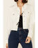 Image #3 - Shyanne Women's Crochet Back Button-Down Crop Jacket, White, hi-res