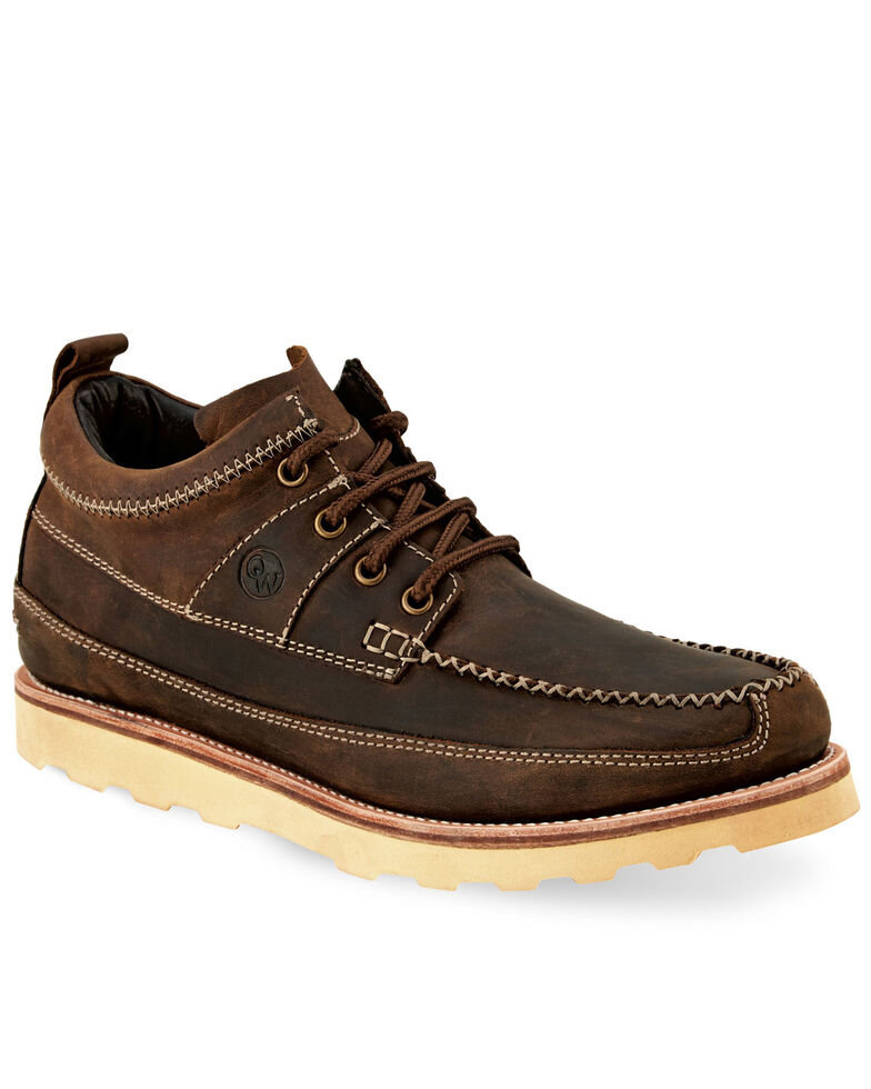 Old West Men's Lace-Up Outdoor Boots - Moc Toe, Brown, hi-res