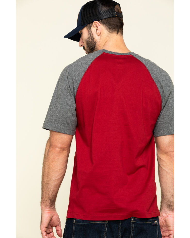 Hawx Men's Red Midland Short Sleeve Baseball Work T-Shirt - Tall , Red, hi-res