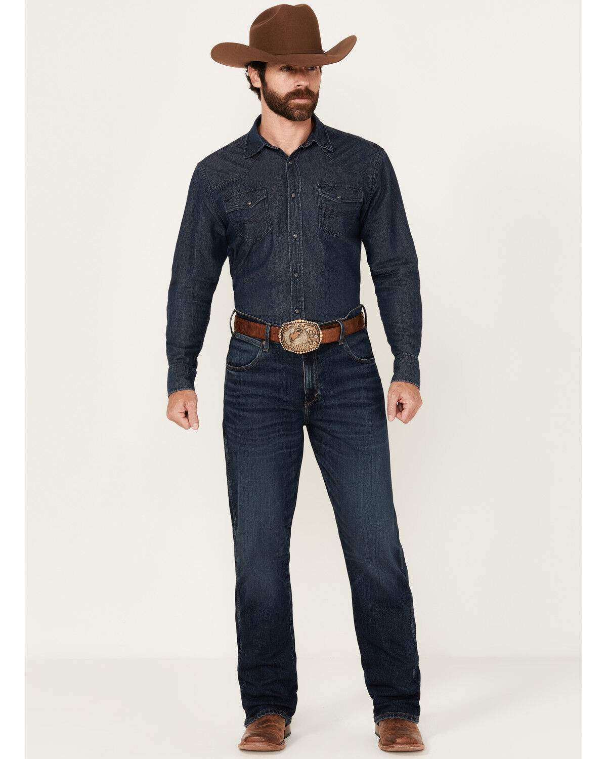 Image #1 - Wrangler Retro Men's Darren Dark Wash Relaxed Bootcut Stretch Denim Jeans, Dark Wash, hi-res