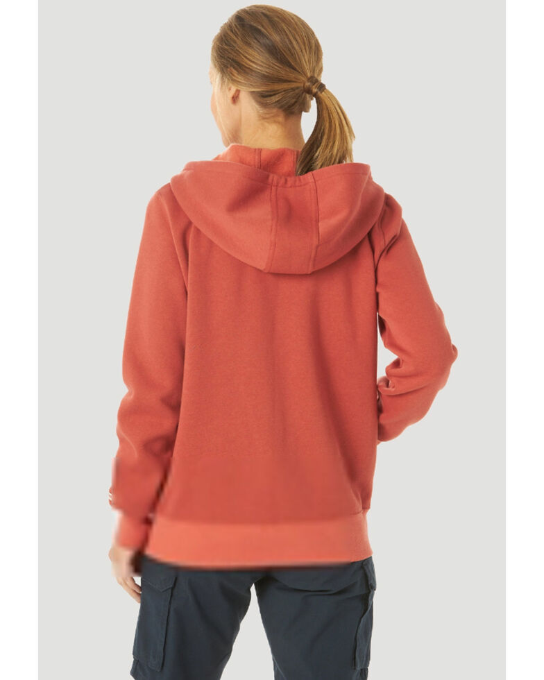Wrangler Riggs Women's Solid Red Hooded Zip-Front Work Sweatshirt , Red, hi-res