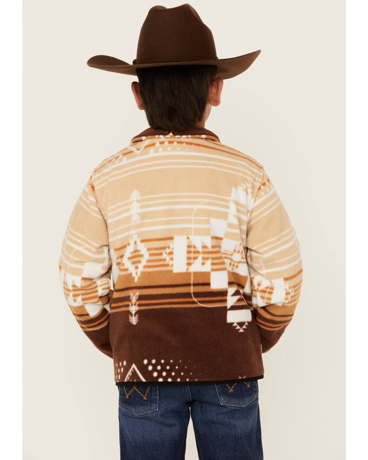 Image #4 - Cowboy Hardware Boys' Cadet Southwestern Print Polar Fleece Pullover, Brown, hi-res