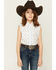 Image #1 - Ely Walker Girls' Horseshoe Wallpaper Sleeveless Snap Western Shirt, White, hi-res