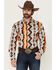 Image #1 - Wrangler Men's Checotah Southwestern Print Long Sleeve Snap Western Shirt - Tall, Orange, hi-res