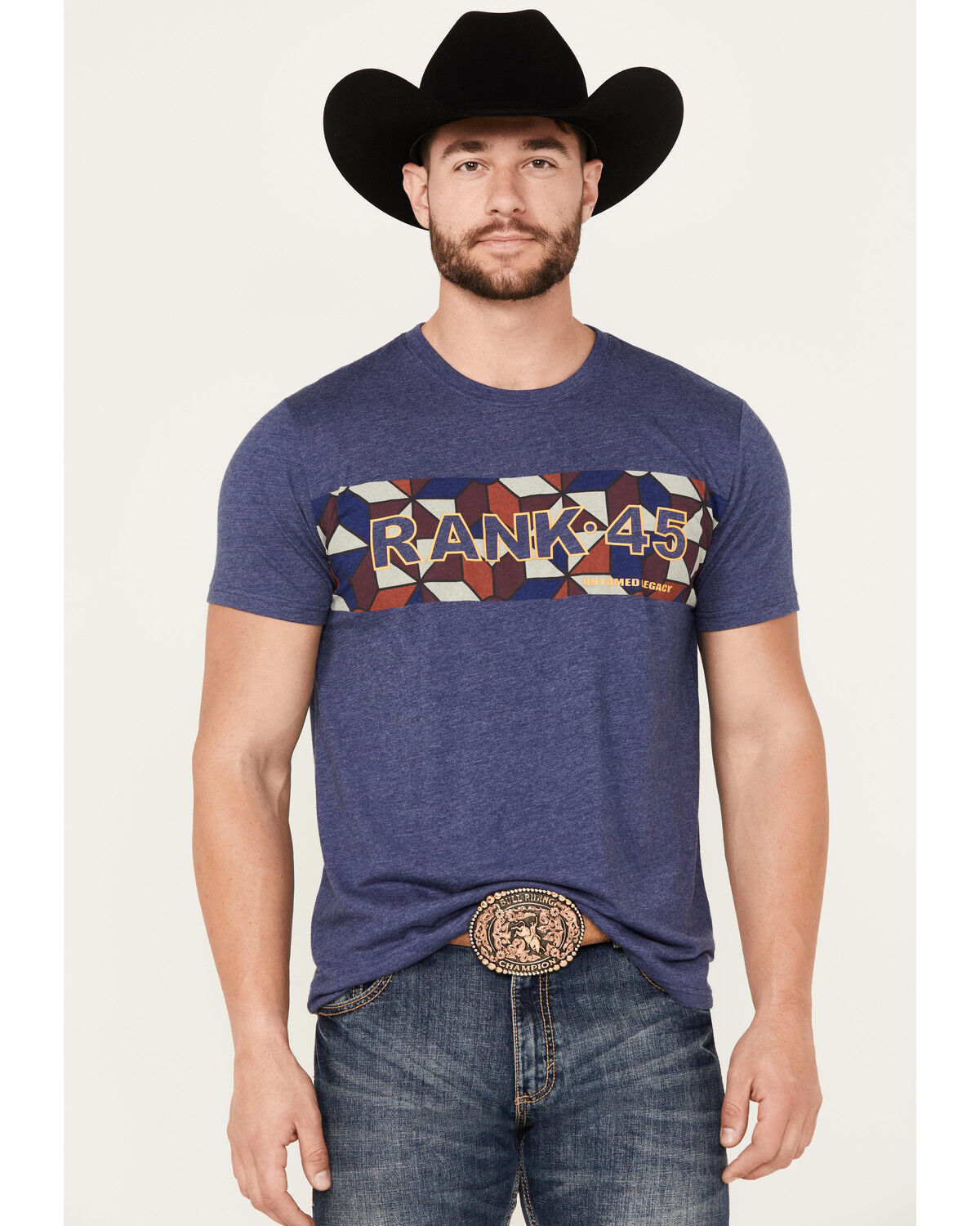 Image #1 - RANK 45® Men's Bloomville Short Sleeve Graphic T-Shirt, Royal Blue, hi-res