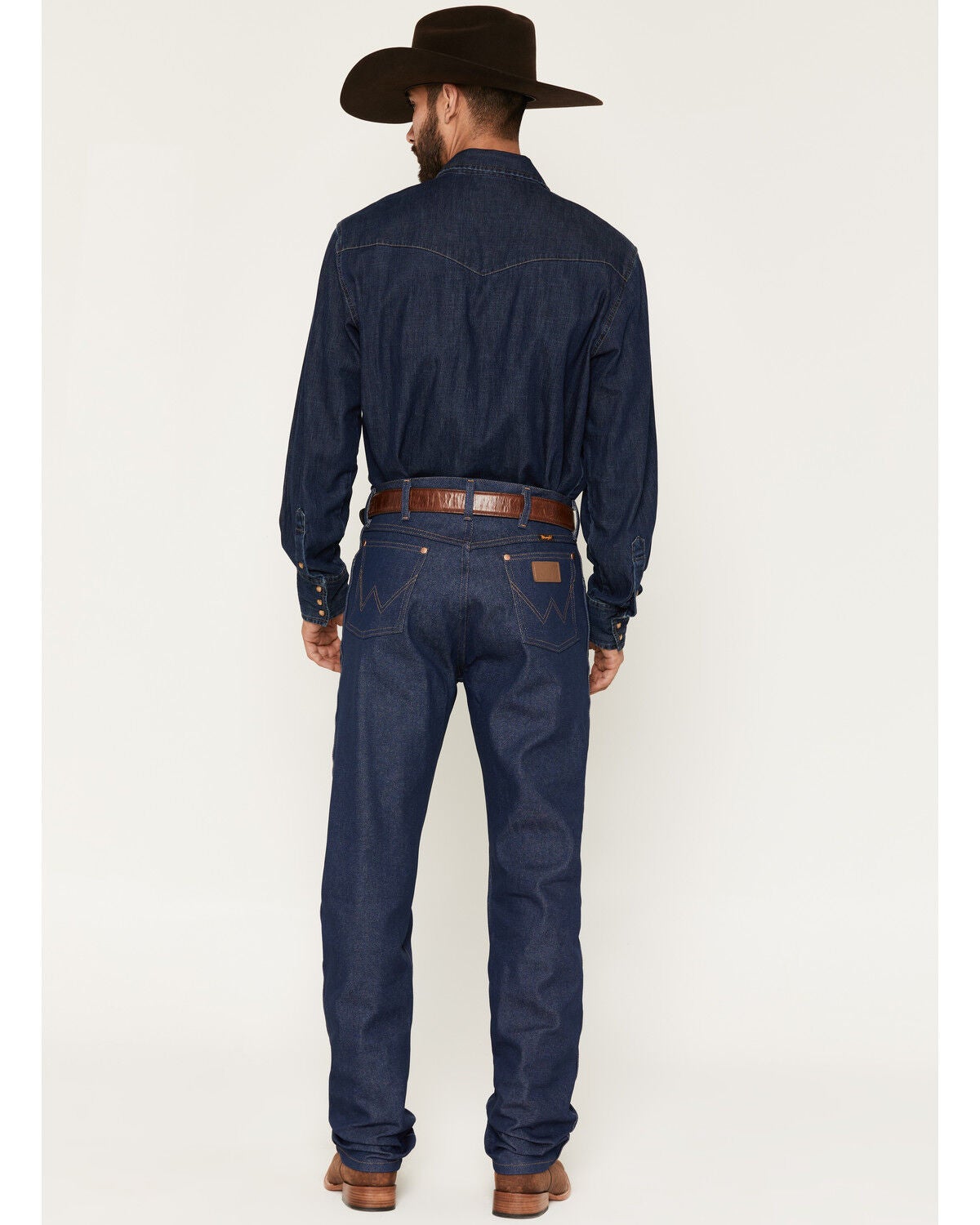 Image #3 - Wrangler Men's 13MWZ Dark Wash High Rise Rigid Cowboy Cut Straight Jeans, Indigo, hi-res