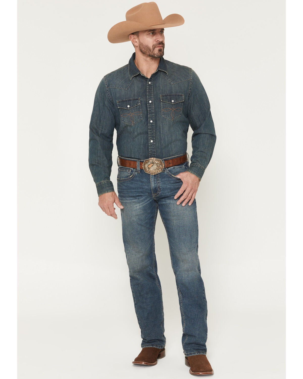 Cody James Men's Grullo Wash Wyatt Slim Bootcut Stretch Denim Jeans, Dark Wash, hi-res