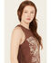 Image #2 - Rock & Roll Denim Women's Riding to Win Fringe Graphic Sleeveless Tank, Brown, hi-res