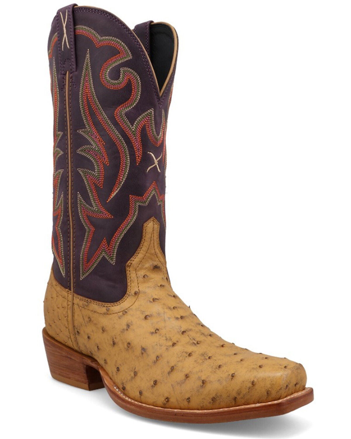 Twisted X Men's 13" Reserve Exotic Full-Quill Ostrich Western Boots - Square Toe, Honey, hi-res