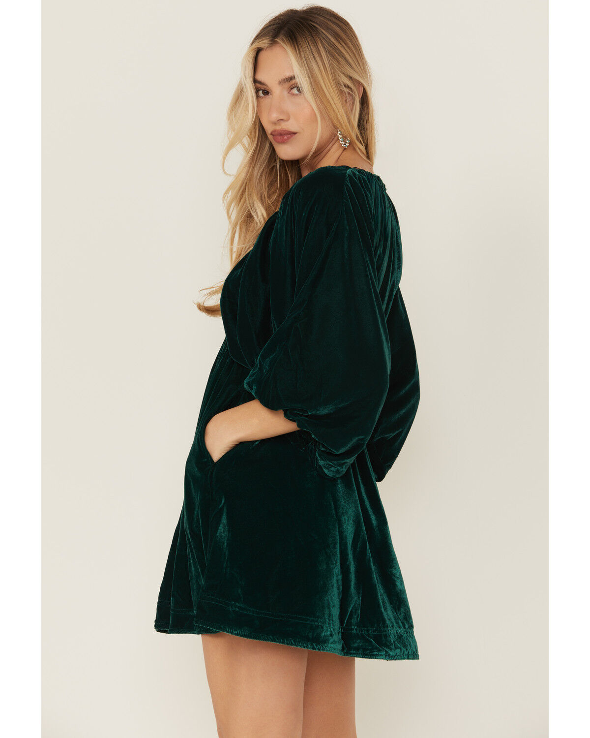 Image #4 - Free People Women's Portia Velvet Mini Dress, Green, hi-res