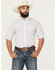 Image #1 - Ariat Men's Damien Wrinkle Free Geo Print Short Sleeve Button-Down Western Shirt, White, hi-res